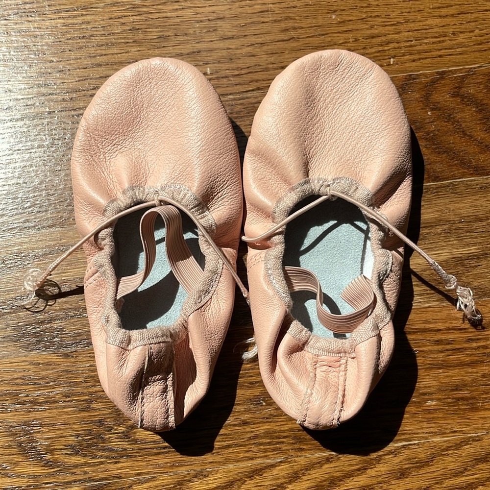 Kids Pink Ballet Slippers - Soft Leather Toddler Dance Shoes